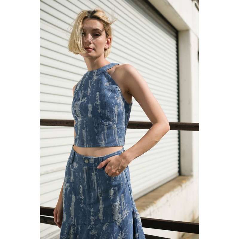 BREEZY ADORATION DENIM CROP TOP