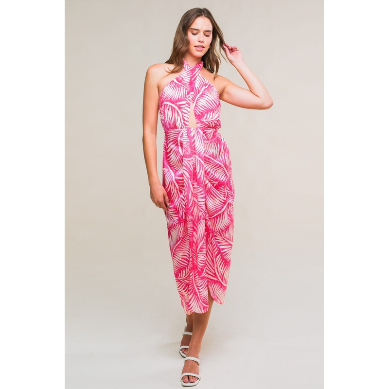 BREEZY WALKS MIDI DRESS|FUCHSIA IVORY|S|M|L