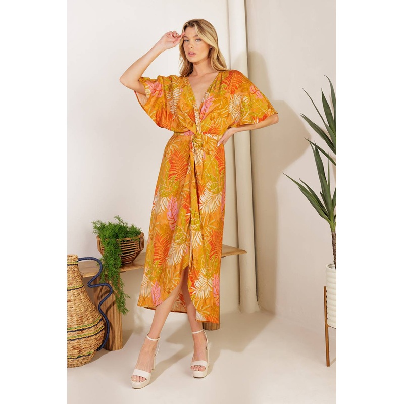 BUDDING HEARTS WOVEN MIDI DRESS