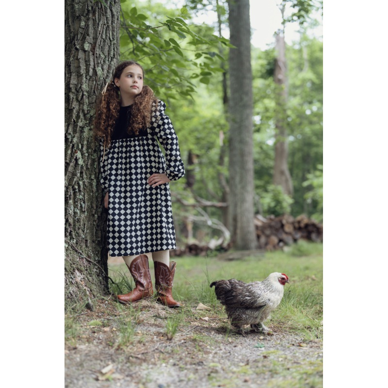 Checkered Dress With Black Contrast
