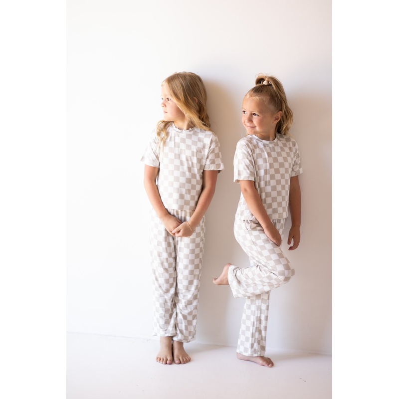 Child Boxy Tee Lounge Set | Checkerboard