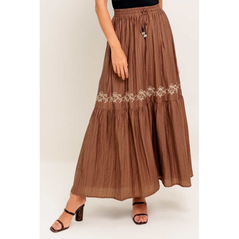 FULL SPEED AHEAD BROWN WOVEN MAXI SKIRT