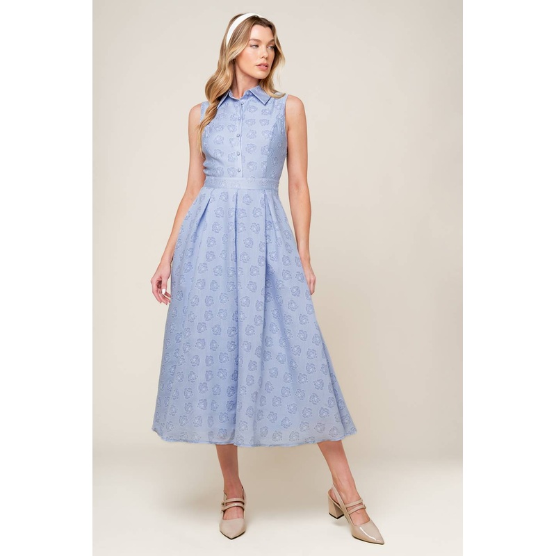 GRAND ENTRANCE WOVEN MIDI DRESS