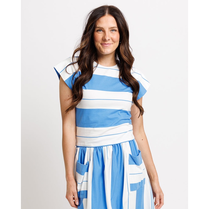 Palm Springs Top|XS|S|M|L|XL|XXL|Marina Wide Stripe