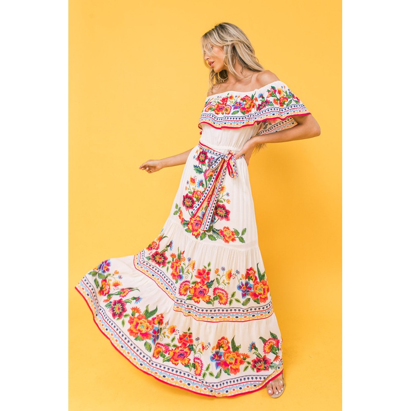 POETIC LOVE PRINT MAXI DRESS|IVORY MULTI|BLACK|S|M|L|XL