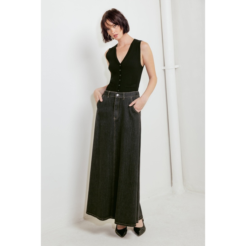 TRADING SECRETS DENIM SKIRT|BLACK|S|M|L