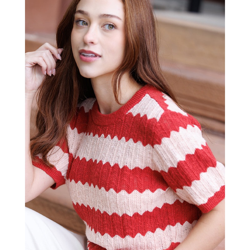 Tropez Sweater|XS|S|M|L|XL|XXL|Red Pink Stripe