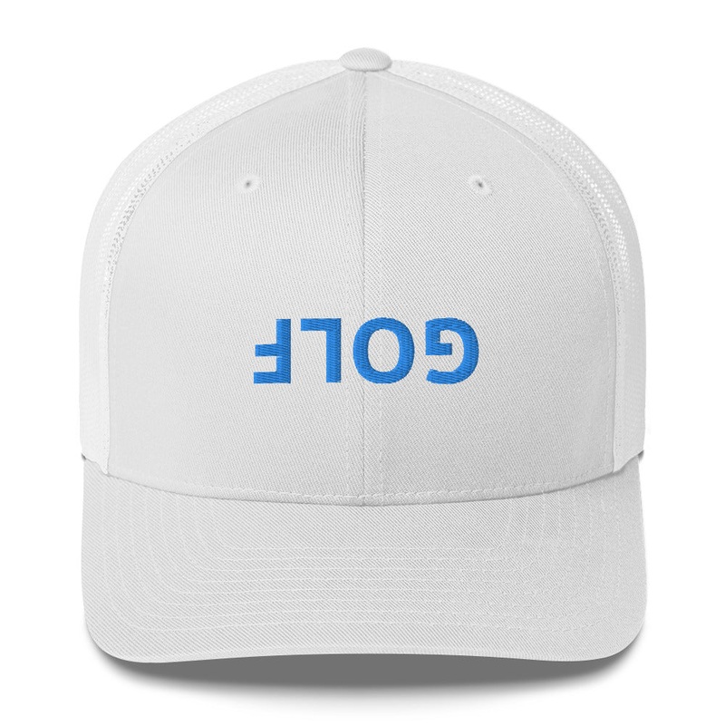 Upside Down Golf Trucker Cap – Light Blue Logo