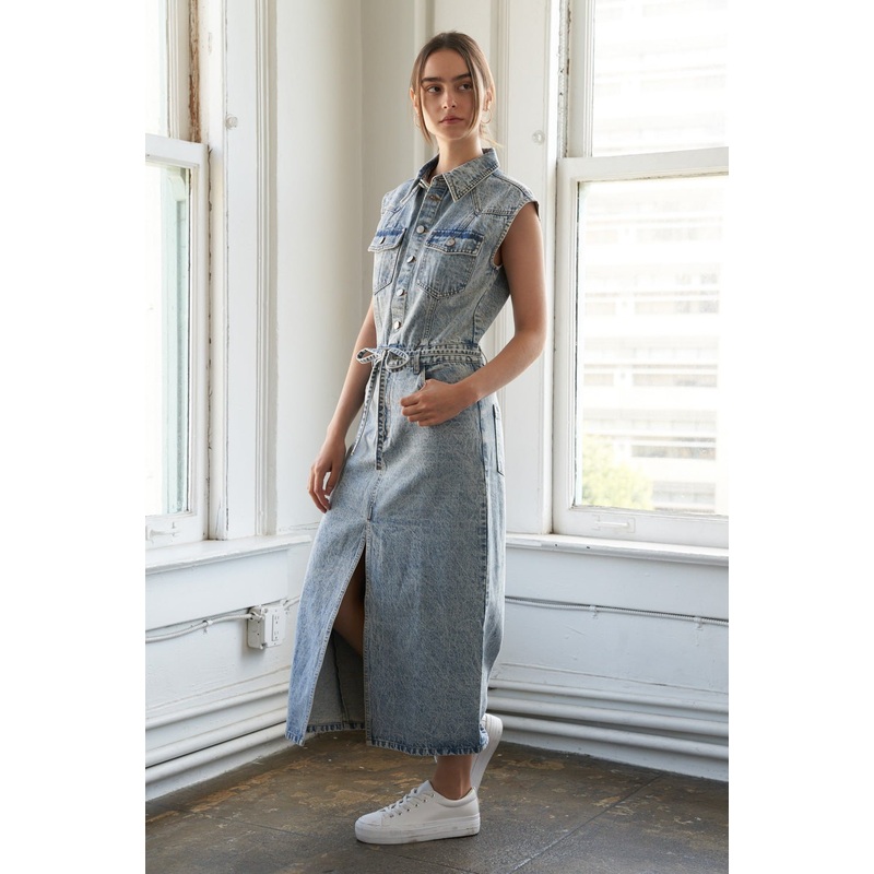 WILDFLOWER WHIMSY DENIM MIDI DRESS