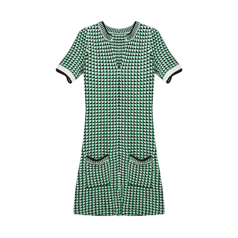 Alice Knit Check Dress|Green|S|M|L|XL