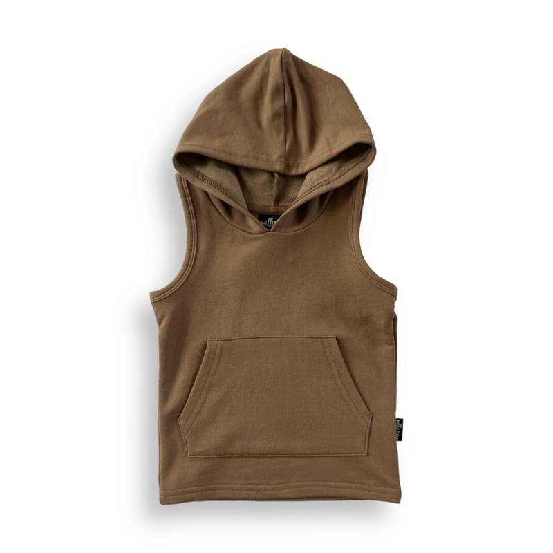 BAMBOO HOODIE TANK- Mocha|0/6M|6/12m|12/18m|18/24M|2T|3T|4T|5|6