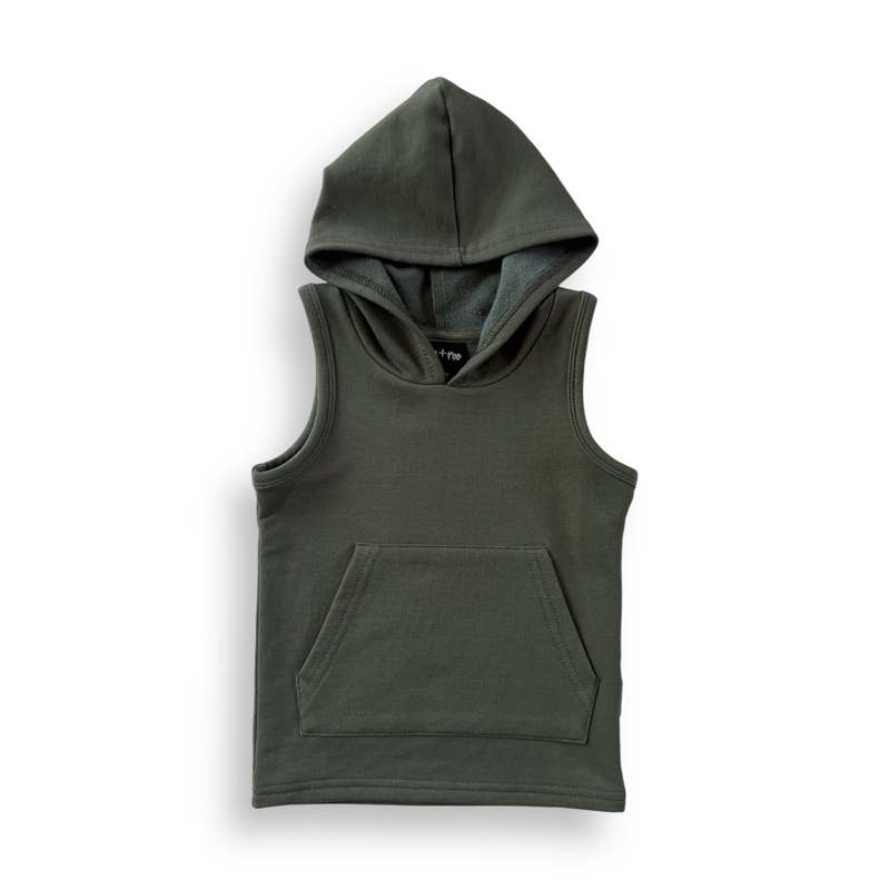 BAMBOO HOODIE TANK- Moss|0/6M|6/12m|12/18m|18/24M|2T|3T|4T|5|6