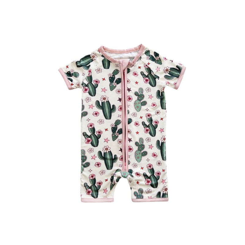 Bamboo Shorty Romper | Cactus Flowers