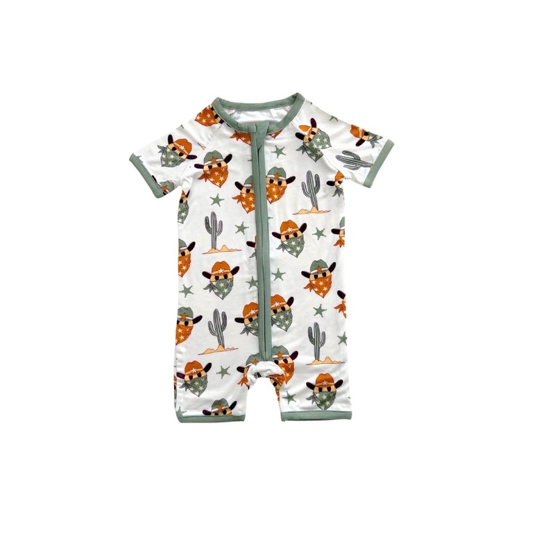 Bamboo Shorty Romper | Smiley Cowboy