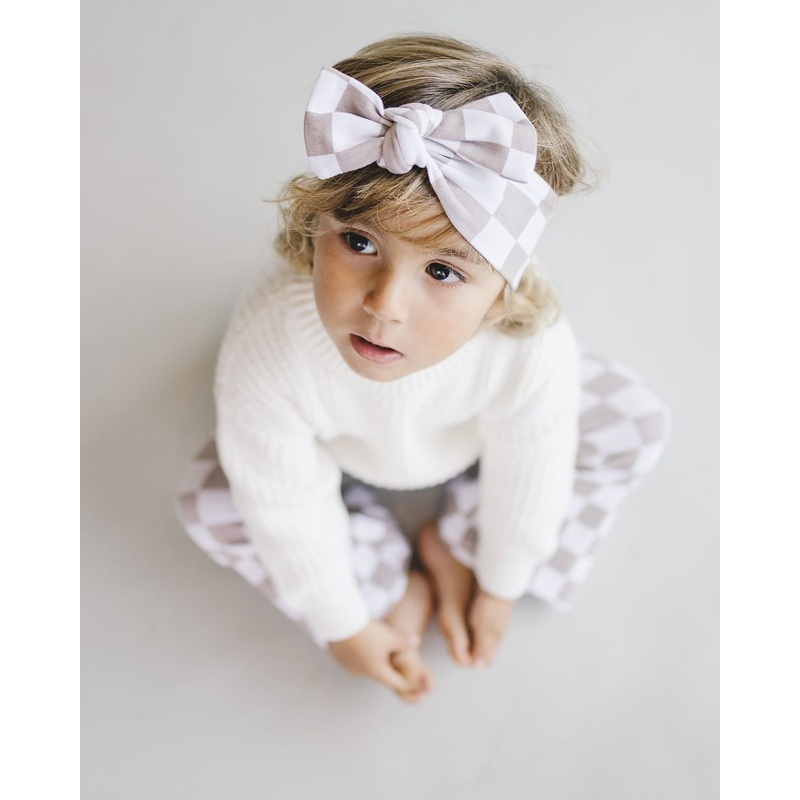 Checkered Headband | Latte|One Size