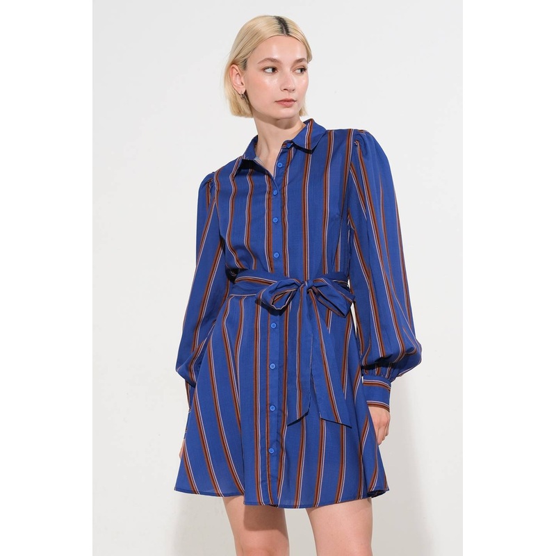 GIVE IT A GO WOVEN MINI DRESS|BROWN MULTI|NAVY MULTI|S|M|L