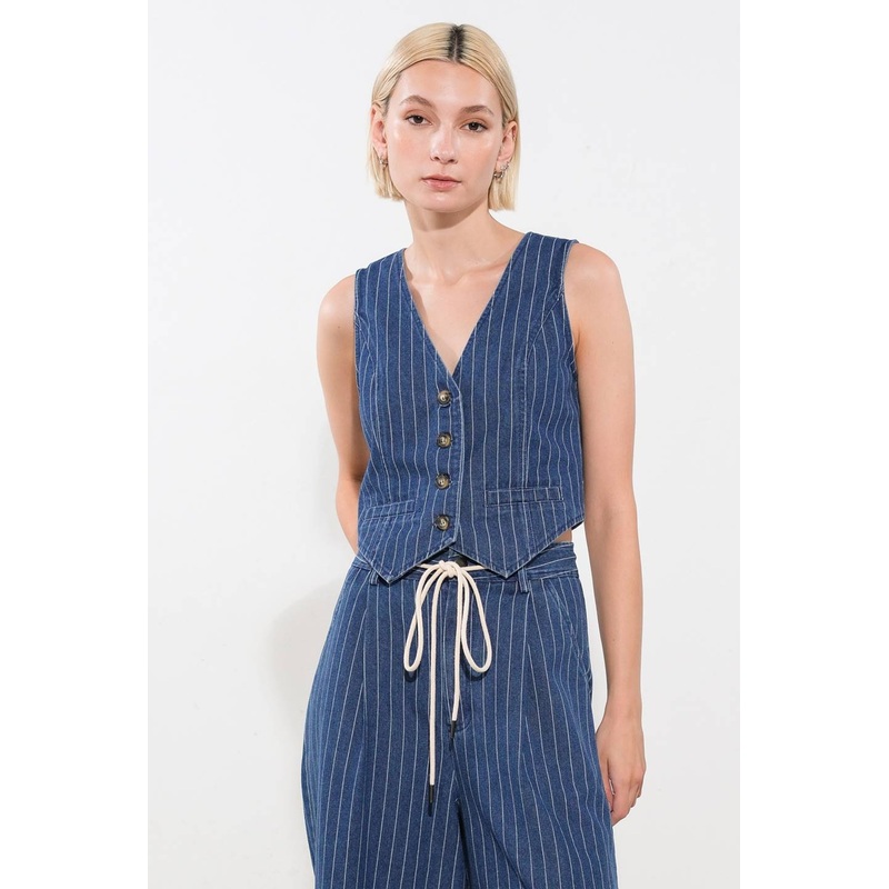 I STILL BELIEVE DENIM VEST|MEDIUM INDIGO|XS|S|M|L