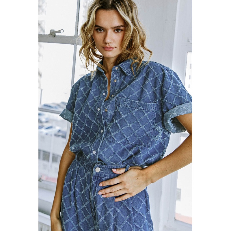 IT’S A SECRET DENIM TOP|MEDIUM INDIGO|S|M|L
