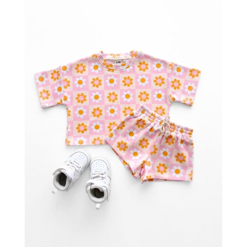 Shorts Set | Retro Daisy|0-3M|3-6M|6-12M|12-18M|18-24M|2T|3T|4T|5T|6-7Y|8-9Y