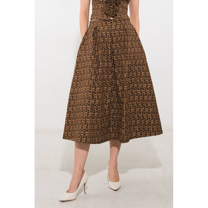 UPGRADED EVENT WOVEN MIDI SKIRT