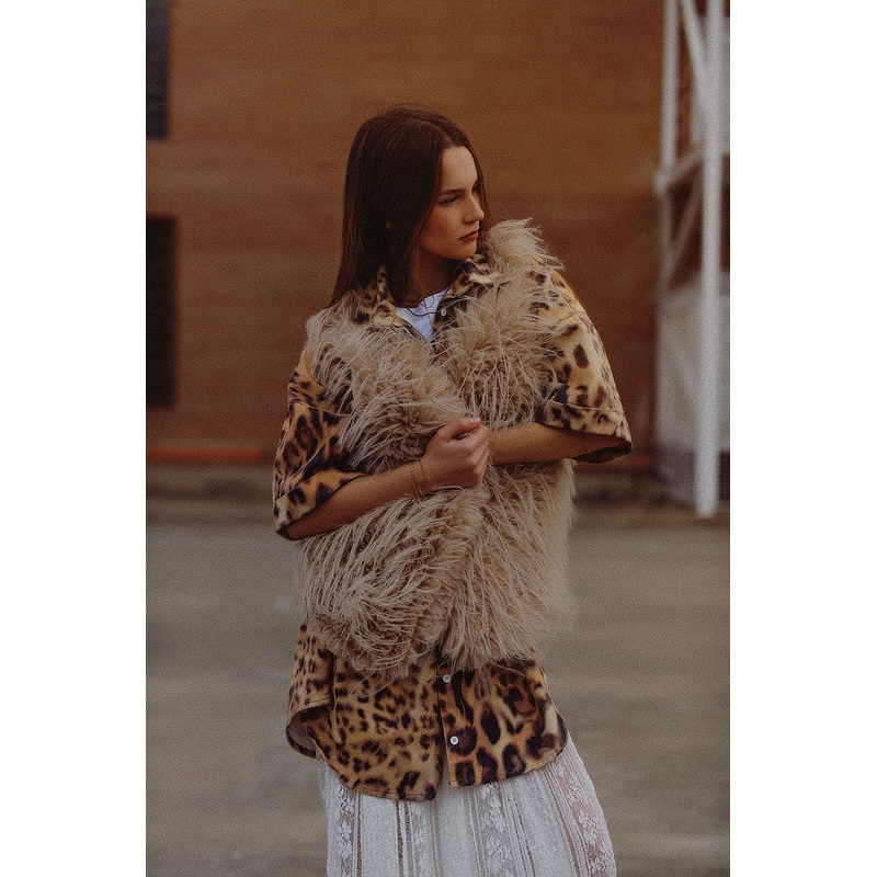 Vest in Beige in Long Fur|Small|Medium|Large