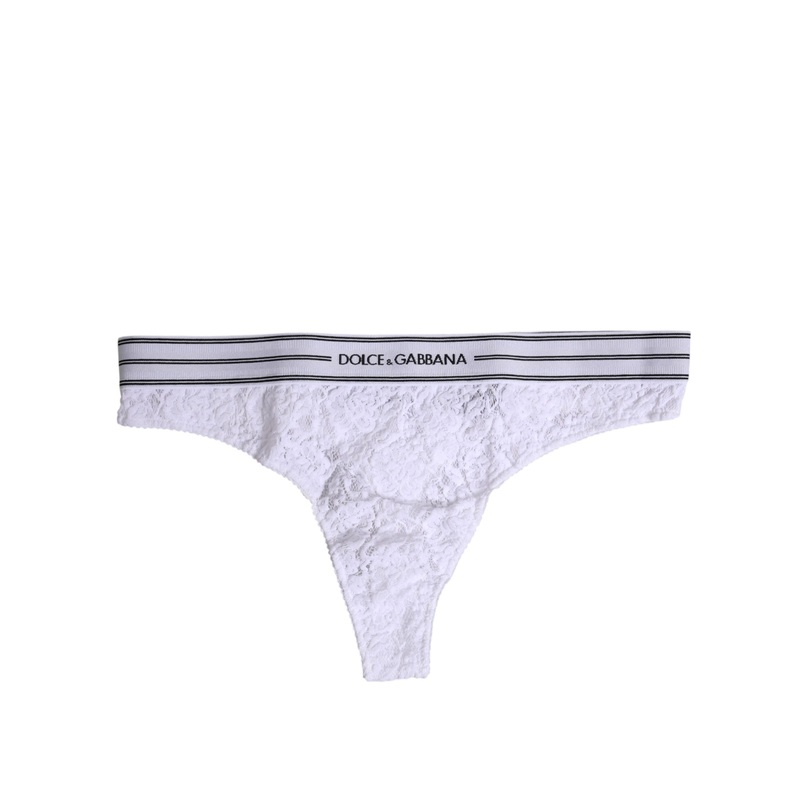 Dolce & Gabbana White Nylon Floral Lace Bottom Panty Underwear