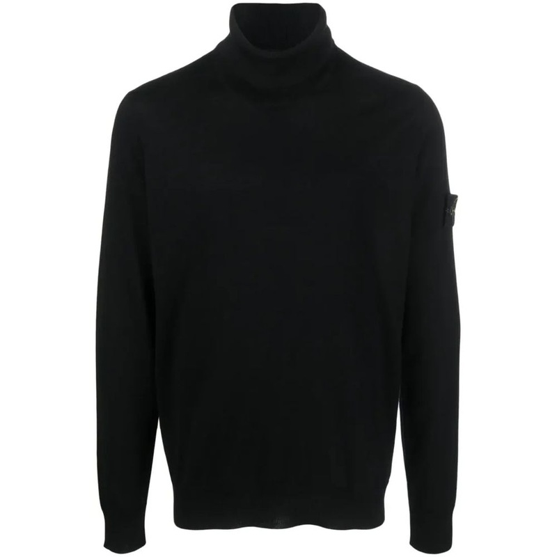 Stone Island Black Wool Men Sweater