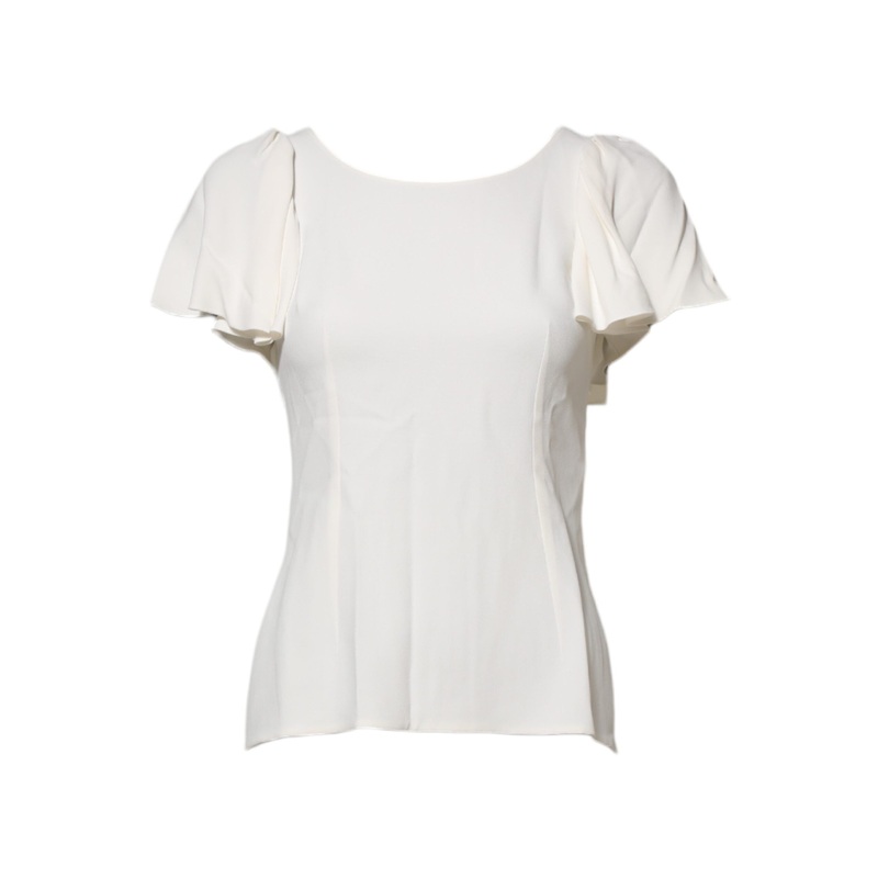 Dolce & Gabbana White Round Neck Short Sleeves Blouse Top