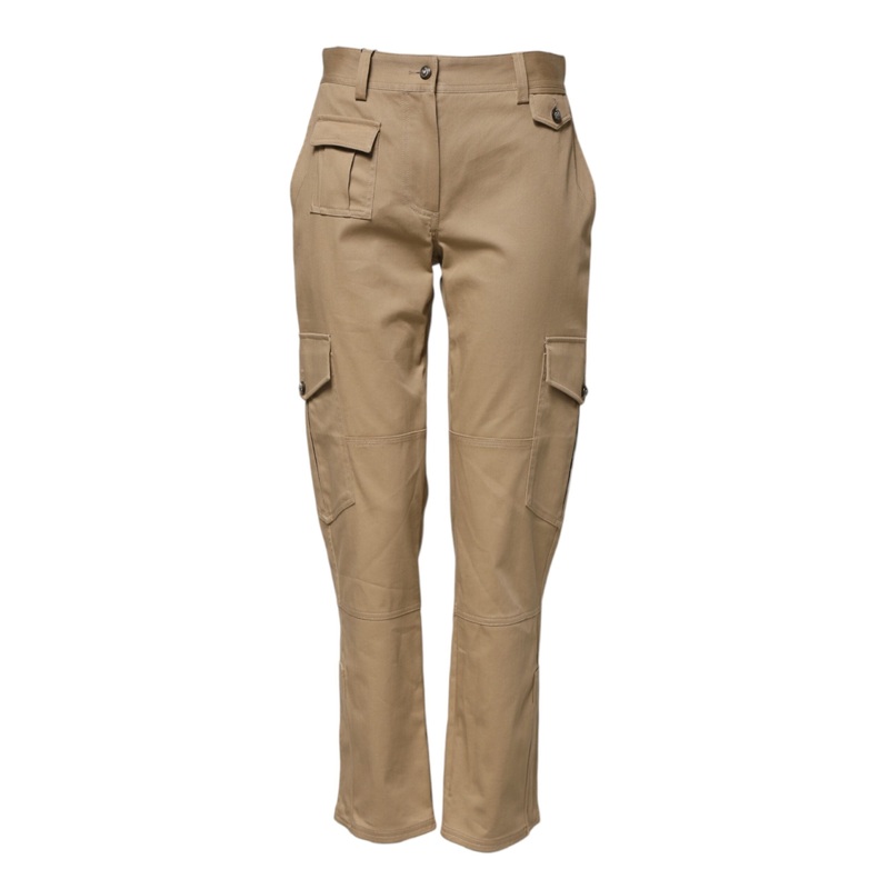 Dolce & Gabbana Beige Mid Waist Cargo Tapered Pants