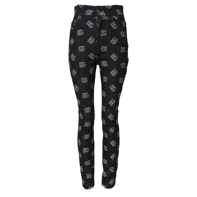 Dolce & Gabbana Black DG Logo High Waist Skinny Denim Jeans