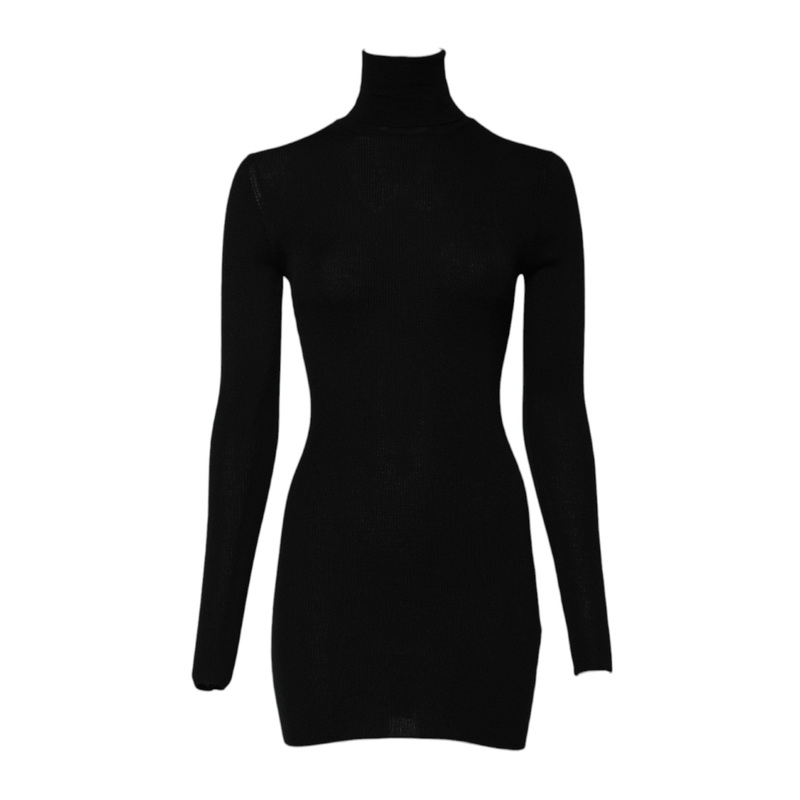 Dolce & Gabbana Black Long Sleeves Turtle Neck Mini Dress