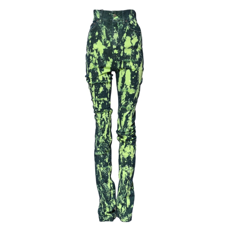 Dolce & Gabbana Green Color Splash High Waist Denim Jeans