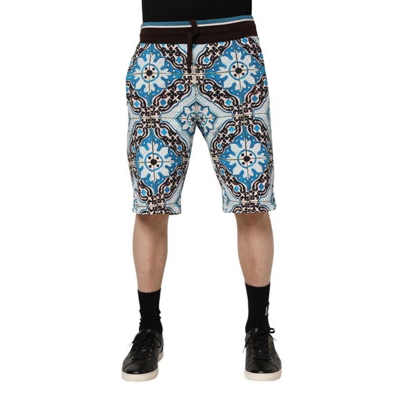 Dolce & Gabbana Multicolor Cotton Maiolica Print Bermuda Shorts