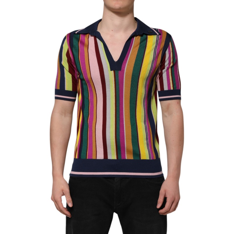 Dolce & Gabbana Multicolor Stripes Collared Men Polo T-shirt