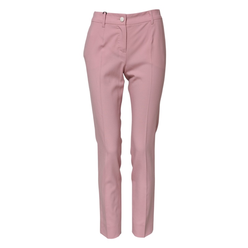 Dolce & Gabbana Pink Wool High Waist Tapered Pants