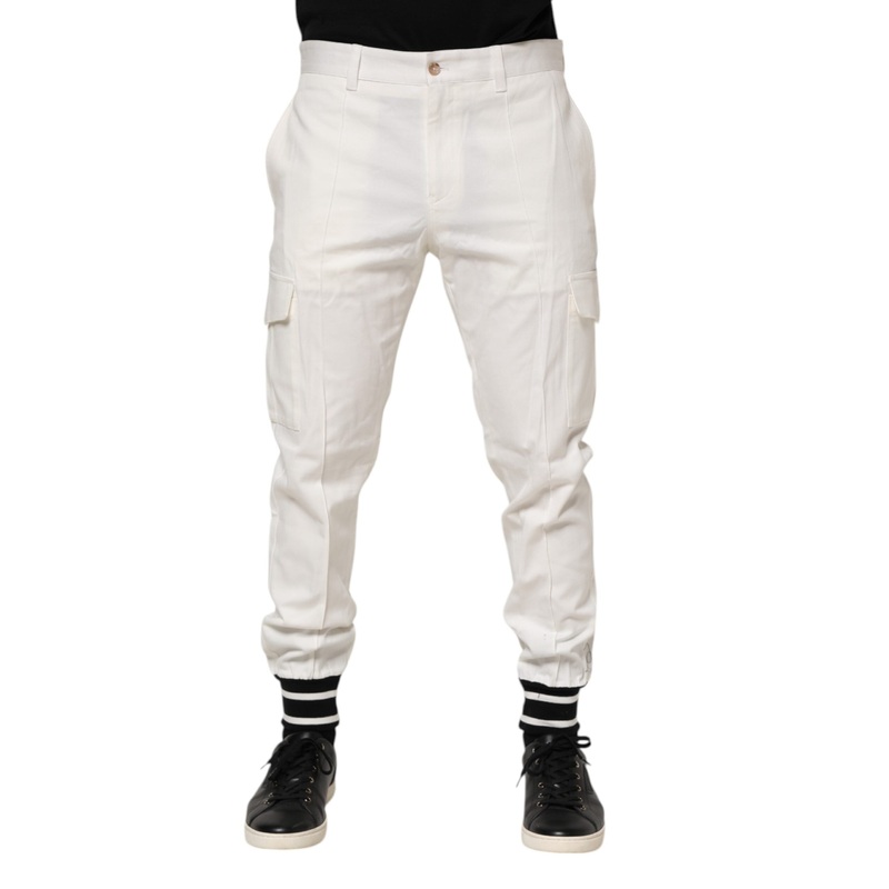 Dolce & Gabbana White Cotton Jogger Cargo Skinny Men Pants