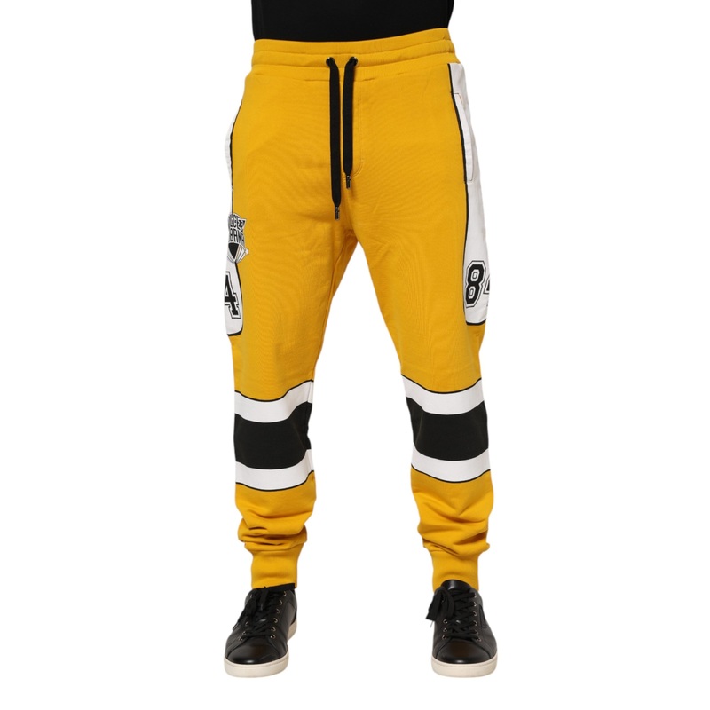 Dolce & Gabbana Yellow Cotton Drawstring Jogger Pants