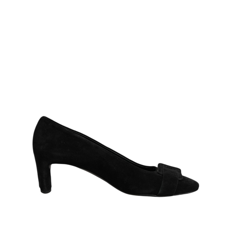 DEL CARLO Black Suede Leather Slip On High Heels Pump Shoes