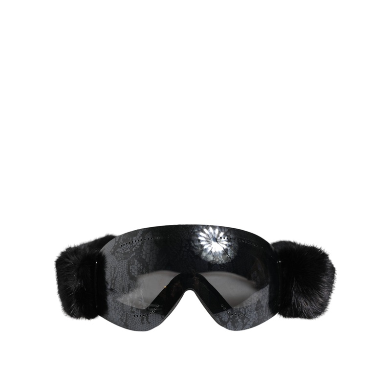 Dolce & Gabbana Black Bi0759 Lace Mirrored Ski Goggles Mask Sunglasses