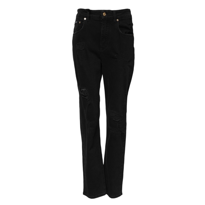 Dolce & Gabbana Black Boyfriend Cotton Flared Denim Jeans
