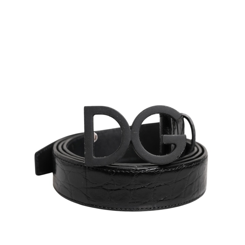 Dolce & Gabbana Black Leather Classic Metal DG Buckle Belt