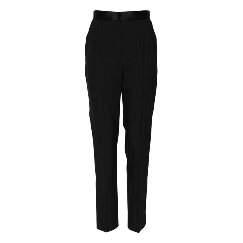 Dolce & Gabbana Black Wool Tapered High Waist Pants