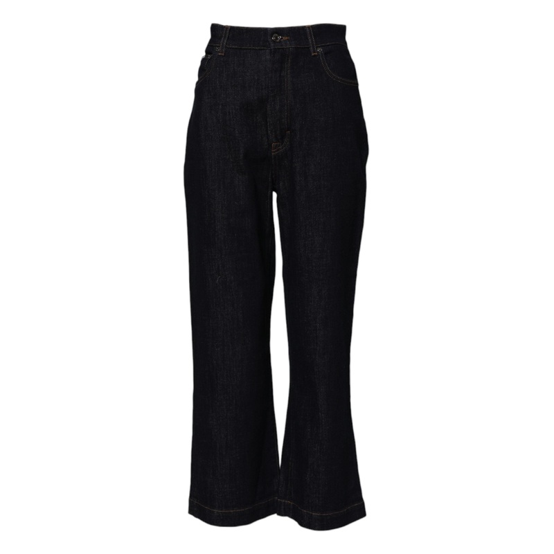 Dolce & Gabbana Blue Cotton High Waisted Flared Denim Jeans