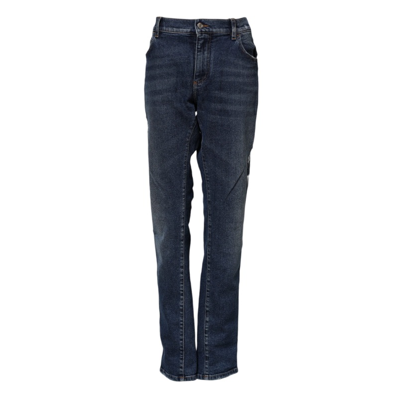 Dolce & Gabbana Blue Cotton Mid Waisted Straight Denim Jeans