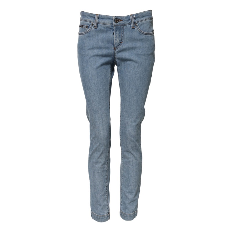 Dolce & Gabbana Blue Cotton PRETTY MidWaist Skinny Denim Jeans