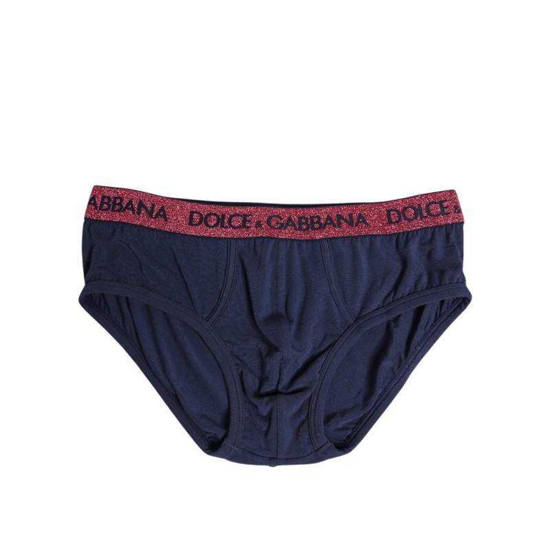 Dolce & Gabbana Blue Red Logo Stretch Regular Brief Underwear