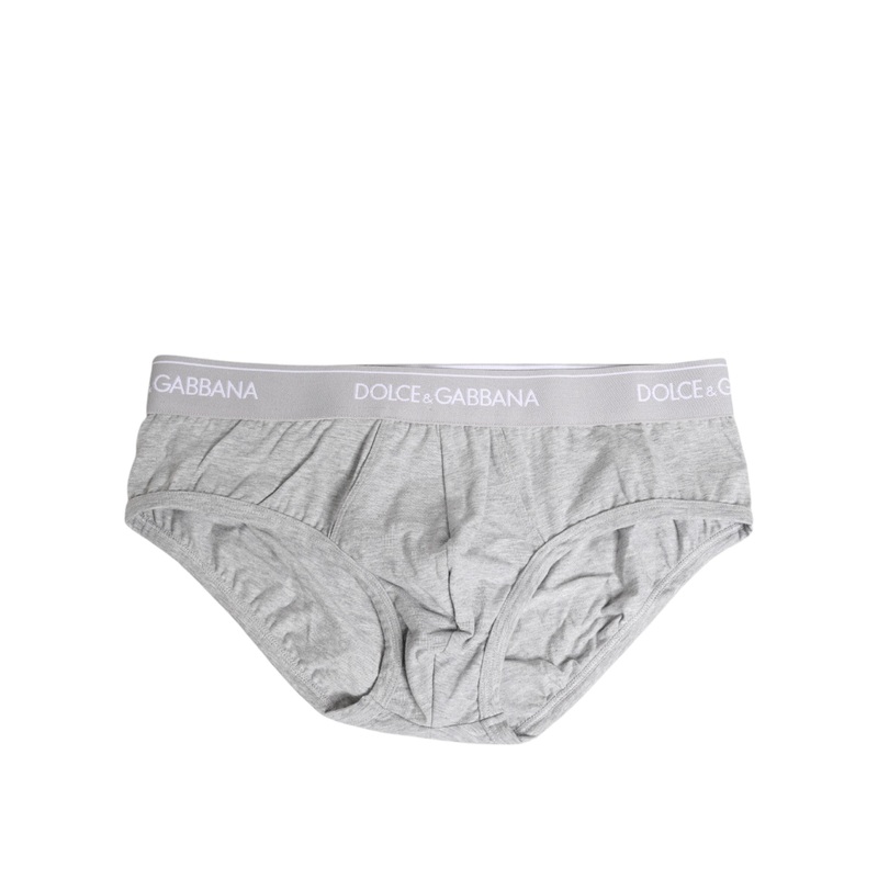 Dolce & Gabbana Gray Cotton Stretch Regular Brief Underwear