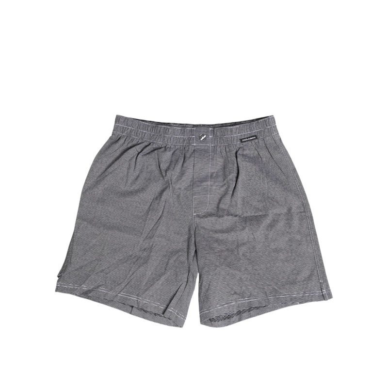 Dolce & Gabbana Gray Striped Cotton Regular Boxer Underwear