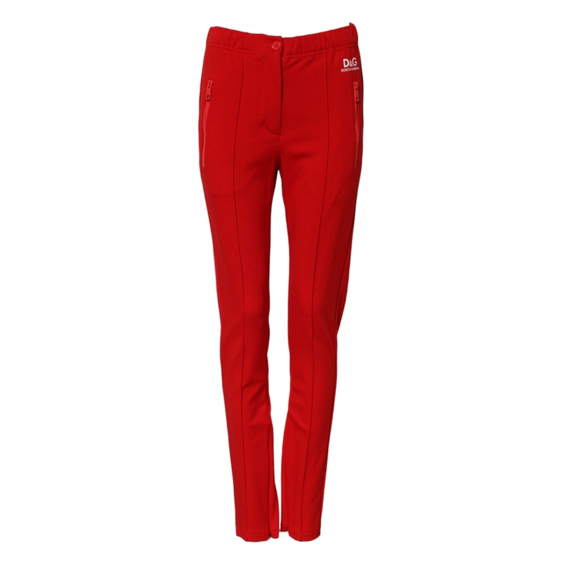 Dolce & Gabbana Red Mid Waist Slim Fit Pants
