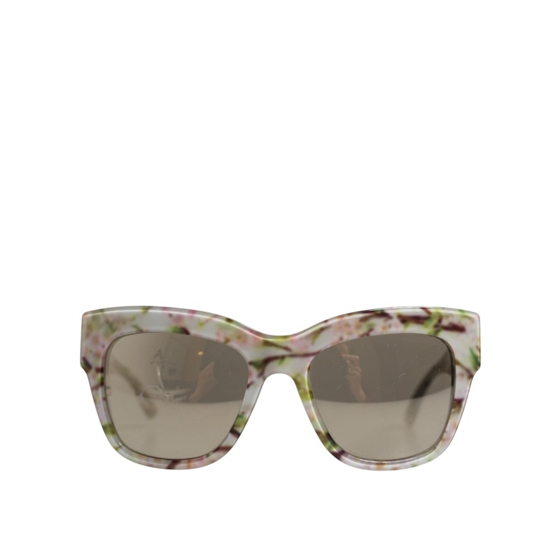 Dolce & Gabbana White DG4231F Floral Acetate Rectangle Shades Sunglasses